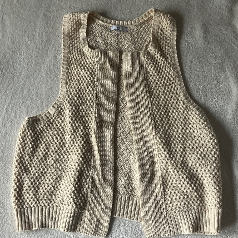 GAP Cream Open-Front Knit Cardigan